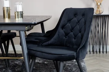 Irunea Förlängningsbar Matgrupp 180cm inkl 6 Valera Lyx Stol - Svart - Möbler - Bord & matgrupp - Matgrupp