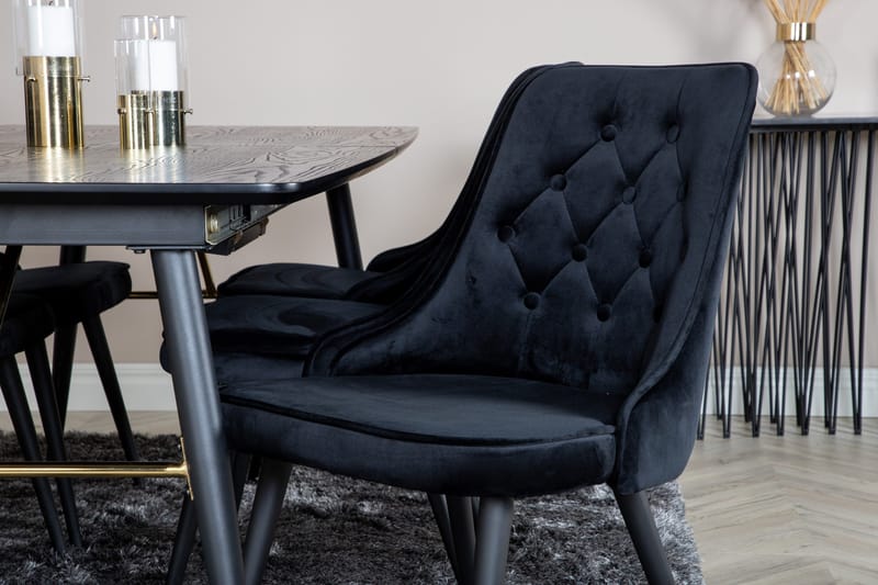 Irunea Förlängningsbar Matgrupp 180cm inkl 6 Valera Lyx Stol - Svart - Möbler - Bord & matgrupp - Matgrupp