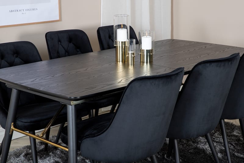 Irunea Förlängningsbar Matgrupp 180cm inkl 6 Valera Lyx Stol - Svart - Möbler - Bord & matgrupp - Matgrupp