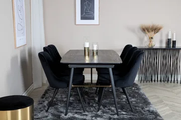 Irunea Förlängningsbar Matgrupp 180cm inkl 6 Valera Lyx Stol - Svart - Möbler - Bord & matgrupp - Matgrupp