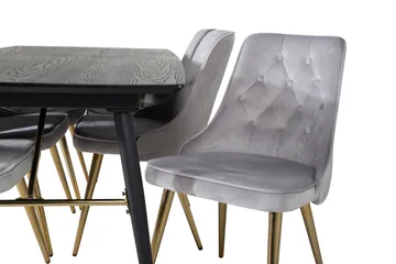 Irunea Förlängningsbar Matgrupp 180cm inkl 6 Valera Lyx Stol - Svart/Grå/Mässing - Möbler - Bord & matgrupp - Matgrupp