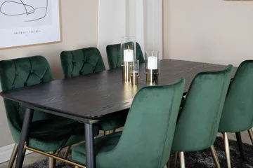 Irunea Förlängningsbar Matgrupp 180cm inkl 6 Valerie Lyx Sto - Svart/Mörkgrön/Guld - Möbler - Bord & matgrupp - Matgrupp