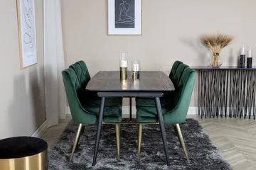 Irunea Förlängningsbar Matgrupp 180cm inkl 6 Valerie Lyx Sto - Svart/Mörkgrön/Guld - M öbler - Bord & matgrupp - Matgrupp