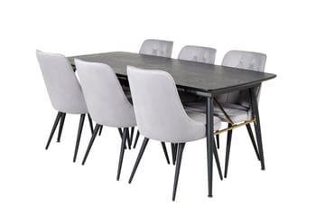 Irunea Matbord 180 cm med 6 st Valera Lyx Sammetstol - Möbler - Bord & matgrupp - Matgrupp