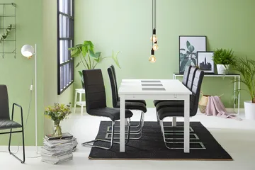 Jasmin Förlängningsbar Matgrupp 180 cm med 6 Cibus Stol - Vit/Svart - Möbler - Bord & matgrupp - Matgrupp