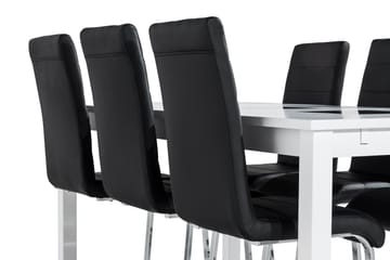 Jasmin Förlängningsbar Matgrupp 180 cm med 6 Cibus Stol - Vit/Svart - Möbler - Bord & matgrupp - Matgrupp