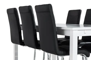 Jasmin Förlängningsbar Matgrupp 180 cm med 6 Cibus Stol - Vit/Svart - Möbler - Bord & matgrupp - Matgrupp