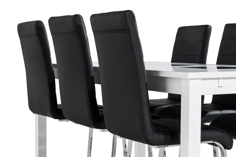 Jasmin Förlängningsbar Matgrupp 180 cm med 6 Cibus Stol - Vit/Svart - Möbler - Bord & matgrupp - Matgrupp