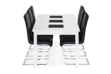 Jasmin Förlängningsbar Matgrupp 180 cm med 6 Cibus Stol - Vit/Svart - Möbler - Bord & matgrupp - Matgrupp