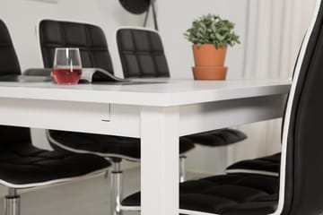 Jasmin Förlängningsbar Matgrupp 180 cm med 6 Frida Stol - Vit/Svart - Möbler - Bord & matgrupp - Matgrupp
