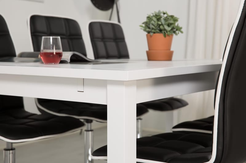 Jasmin Förlängningsbar Matgrupp 180 cm med 6 Frida Stol - Vit/Svart - Möbler - Bord & matgrupp - Matgrupp