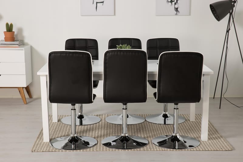 Jasmin Förlängningsbar Matgrupp 180 cm med 6 Frida Stol - Vit/Svart - Möbler - Bord & matgrupp - Matgrupp