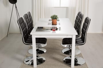 Jasmin Förlängningsbar Matgrupp 180 cm med 6 Frida Stol - Vit/Svart - Möbler - Bord & matgrupp - Matgrupp