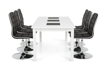 Jasmin Förlängningsbar Matgrupp 180 cm med 6 Frida Stol - Vit/Svart - Möbler - Bord & matgrupp - Matgrupp