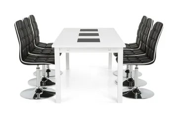 Jasmin Förlängningsbar Matgrupp 180 cm med 6 Frida Stol - Vit/Svart - Möbler - Bord & matgrupp - Matgrupp