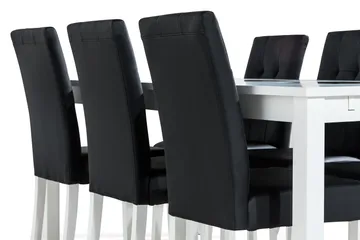 Jasmin Matgrupp 180 + 6 Stolar Utdragbart matbord - Vit / Svart - Möbler - Bord & matgrupp - Matgrupp