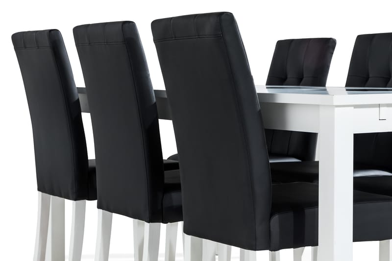 Jasmin Matgrupp 180 + 6 Stolar Utdragbart matbord - Vit / Svart - Möbler - Bord & matgrupp - Matgrupp