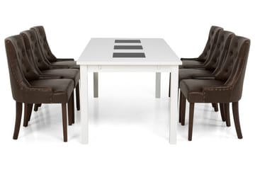 Jasmin Matgrupp 180 cm med 6 Tuva Fåtölj - Vit/Brun PU - Möbler - Bord & matgrupp - Matgrupp
