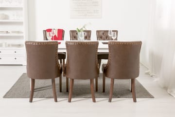 Jasmin Matgrupp 180 cm med 6 Tuva Fåtölj - Vit/Brun PU - Möbler - Bord & matgrupp - Matgrupp