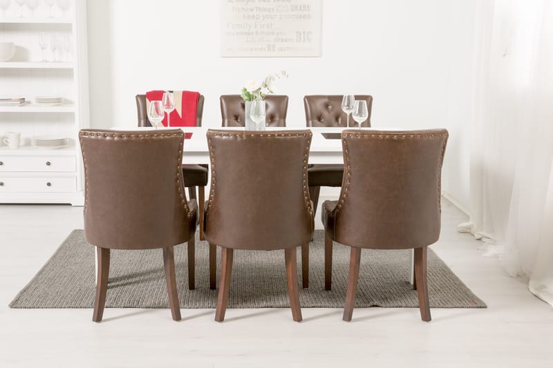 Jasmin Matgrupp 180 cm med 6 Tuva Fåtölj - Vit/Brun PU - Möbler - Bord & matgrupp - Matgrupp