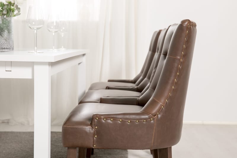 Jasmin Matgrupp 180 cm med 6 Tuva Fåtölj - Vit/Brun PU - Möbler - Bord & matgrupp - Matgrupp