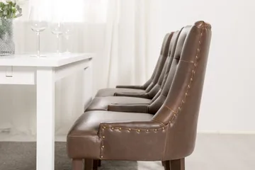 Jasmin Matgrupp 180 cm med 6 Tuva Fåtölj - Vit/Brun PU - Möbler - Bord & matgrupp - Matgrupp