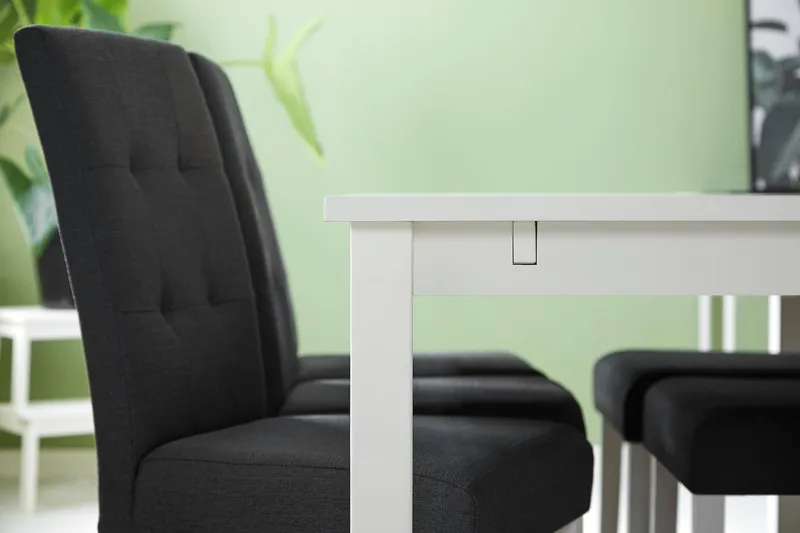 Jasmin Matgrupp 180 cm Rektangulärt matbord med 6 st Viktor Matstolar - Vit / Mörkgrå - Möbler - Bord & matgrupp - Matgrupp