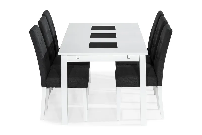 Jasmin Matgrupp 180 cm Rektangulärt matbord med 6 st Viktor Matstolar - Vit / Mörkgrå - Möbler - Bord & matgrupp - Matgrupp