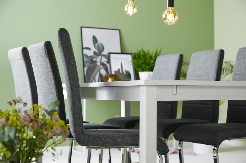 Jasmin Matgrupp med 6 st Cibus Stolar - Vit/Grå - Möbler - Bord & matgrupp - Matgrupp