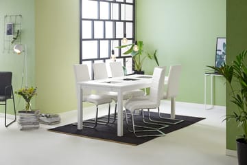 Jasmin Matgrupp med 6 st Cibus Stolar - Vit/PU/Krom - Möbler - Bord & matgrupp - Matgrupp