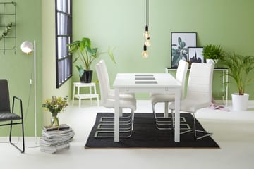 Jasmin Matgrupp med 6 st Cibus Stolar - Vit/PU/Krom - Möbler - Bord & matgrupp - Matgrupp