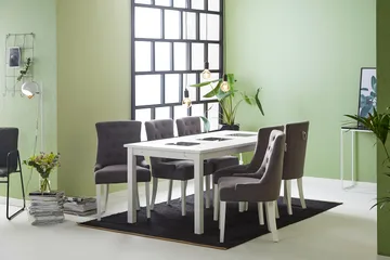 Jasmin Matgrupp med 6 st Viktoria Fåtöljer - Vit/Grå - Möbler - Bord & matgrupp - Matgrupp