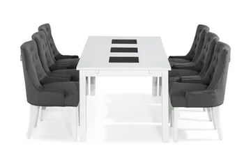 Jasmin Matgrupp med 6 st Viktoria Fåtöljer - Vit/Grå - Möbler - Bord & matgrupp - Matgrupp