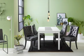 Jasmin Matgrupp med 6 Tuva Fåtölj - Vit/Svart PU - Möbler - Bord & matgrupp - Matgrupp