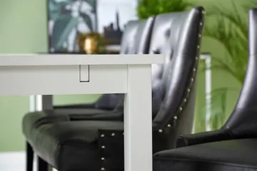 Jasmin Matgrupp med 6 Tuva Fåtölj - Vit/Svart PU - Möbler - Bord & matgrupp - Matgrupp