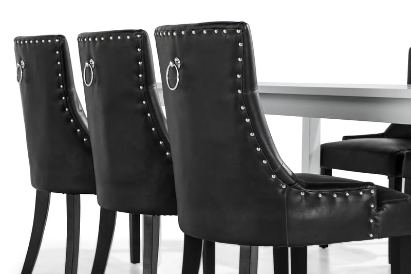 Jasmin Matgrupp med 6 Tuva Fåtölj - Vit/Svart PU - Möbler - Bord & matgrupp - Matgrupp