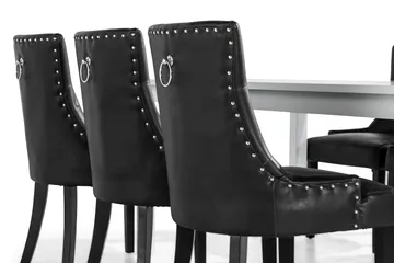 Jasmin Matgrupp med 6 Tuva Fåtölj - Vit/Svart PU - Möbler - Bord & matgrupp - Matgrupp