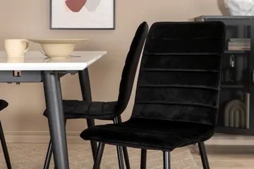 Jimms Förlängningsbar Matgrupp 150 cm inkl 4 Robin Stolar - Vit/Svart/Sammet - Möbler - Bord & matgrupp - Matgrupp