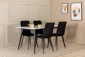 Jimms Förlängningsbar Matgrupp 150 cm inkl 4 Robin Stolar - Vit/Svart/Sammet - Möbler - Bord & matgrupp - Matgrupp