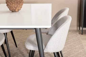 Jimms Förlängningsbar Matgrupp 150 cm inkl 4 Sedavi Stolar - Vit/Svart/Grå - Möbler - Bord & matgrupp - Matgrupp