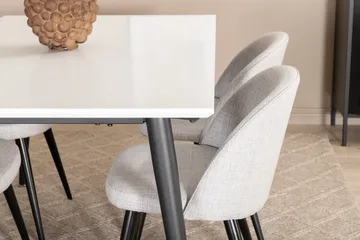 Jimms Förlängningsbar Matgrupp 150 cm inkl 4 Sedavi Stolar - Vit/Svart/Grå - Möbler - Bord & matgrupp - Matgrupp
