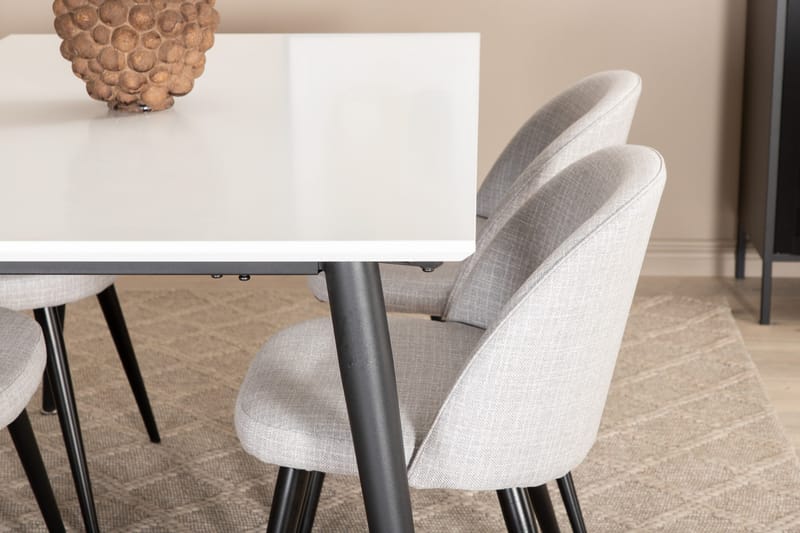 Jimms Förlängningsbar Matgrupp 150 cm inkl 4 Sedavi Stolar - Vit/Svart/Grå - Möbler - Bord & matgrupp - Matgrupp