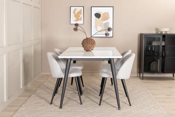 Jimms Förlängningsbar Matgrupp 150 cm inkl 4 Sedavi Stolar - Vit/Svart/Grå - Möbler - Bord & matgrupp - Matgrupp