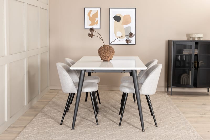 Jimms Förlängningsbar Matgrupp 150 cm inkl 4 Sedavi Stolar - Vit/Svart/Grå - Möbler - Bord & matgrupp - Matgrupp