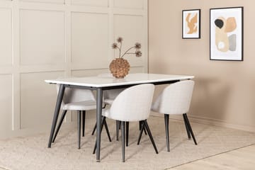 Jimms Förlängningsbar Matgrupp 150 cm inkl 4 Sedavi Stolar - Vit/Svart/Grå - Möbler - Bord & matgrupp - Matgrupp