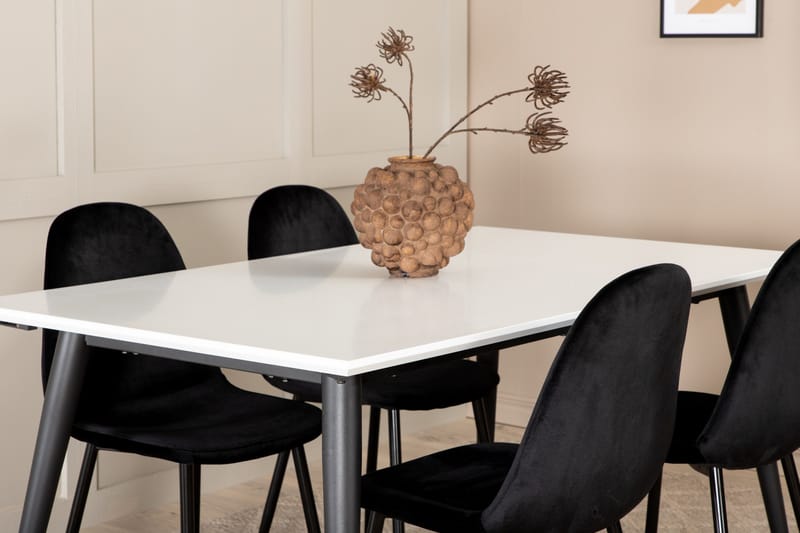 Jimms Förlängningsbar Matgrupp 150 cm inkl 4 Pontus Stolar - Vit/Svart - Möbler - Bord & matgrupp - Matgrupp