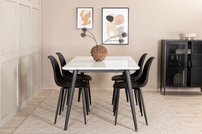 Jimms Förlängningsbar Matgrupp 150 cm inkl 4 Pontus Stolar - Vit/Svart - Möbler - Bord & matgrupp - Matgrupp