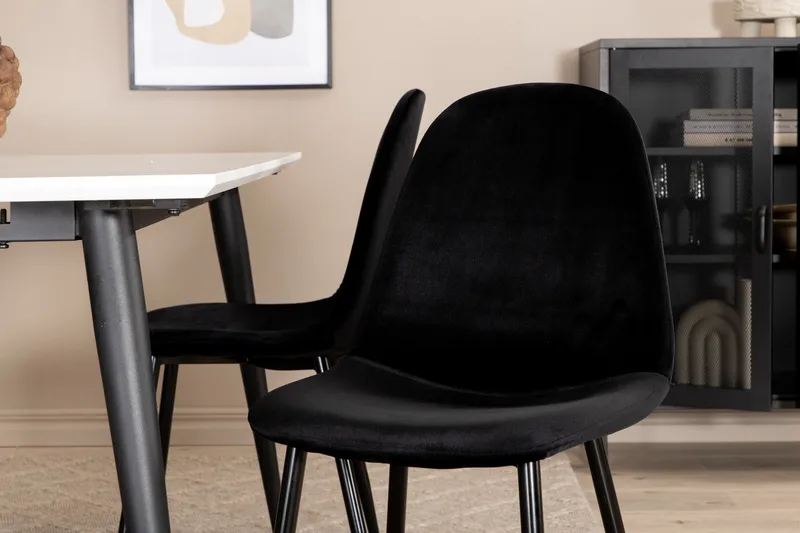 Jimms Förlängningsbar Matgrupp 150 cm inkl 4 Pontus Stolar - Vit/Svart - Möbler - Bord & matgrupp - Matgrupp