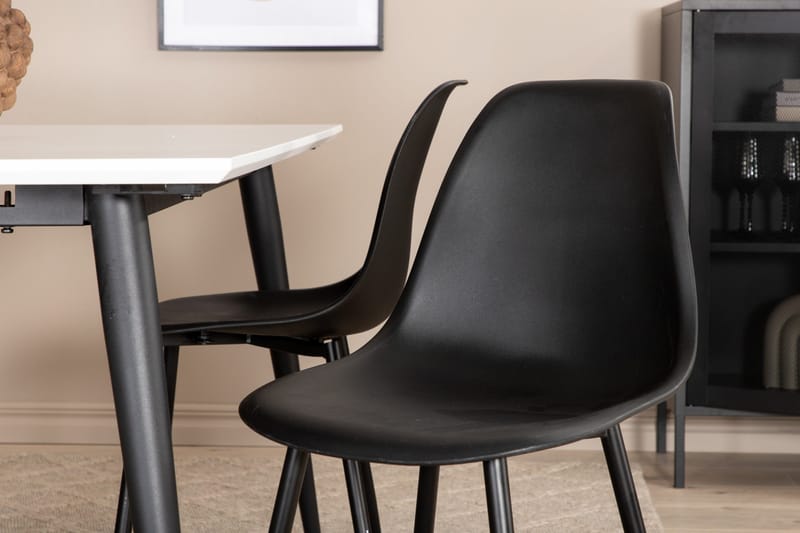 Jimms Förlängningsbar Matgrupp 150 cm inkl 4 Pontus Stolar - Vit/Svart - Möbler - Bord & matgrupp - Matgrupp