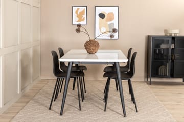 Jimms Förlängningsbar Matgrupp 150cm inkl 4 Kullersbro Stol - Vit/Svart - Möbler - Bord & matgrupp - Matgrupp